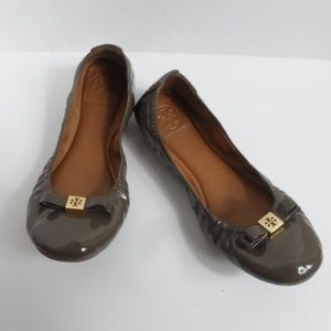 Tory Burch Olive Green Patent Leather Ballet Flats